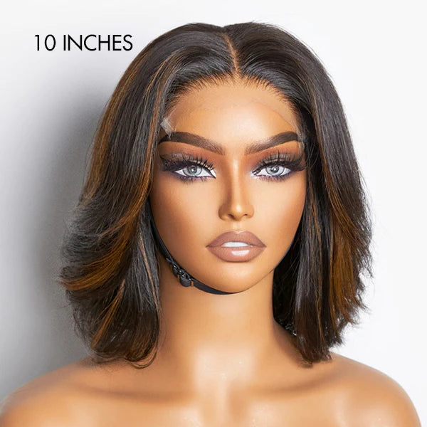 Limited Design | Blonde Highlights Glueless 5x5 Closure HD Lace Stacked Bob Wig | Large & Small Cap Size