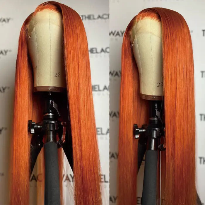 Lace Front Wig Orange Ginger Ombre Wig Human Hair Hd 13X6 Lace Frontal Human Hair Wig For Black Women