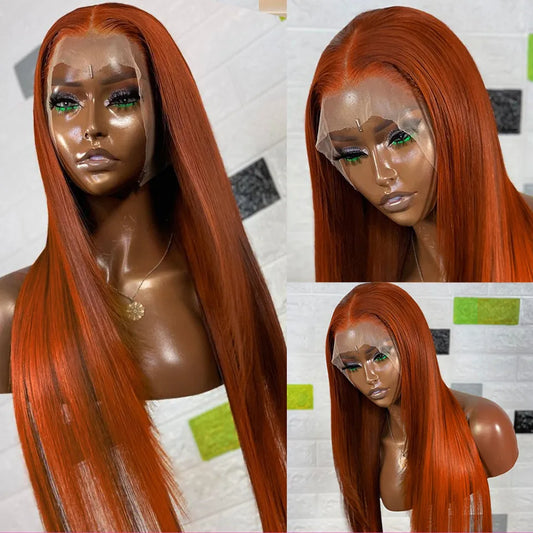 Lace Front Wig Orange Ginger Ombre Wig Human Hair Hd 13X6 Lace Frontal Human Hair Wig For Black Women