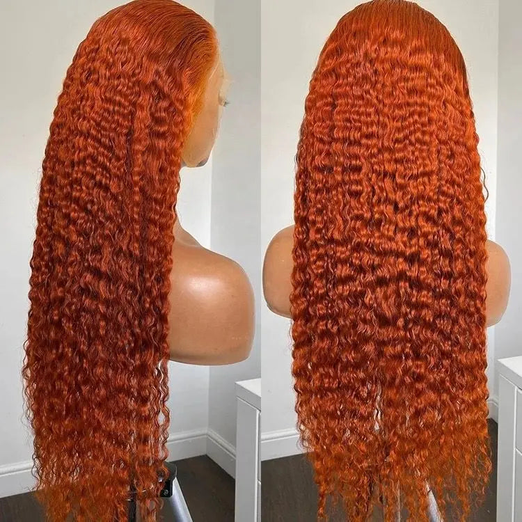 water wave glueless half lace wig ginger raw indian hair wig human hair 360 lace wigs