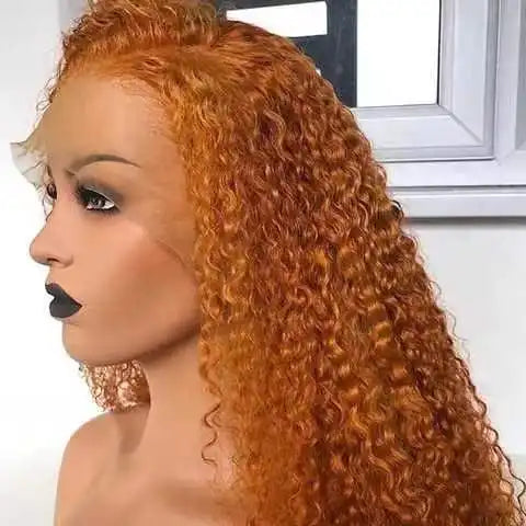 water wave glueless half lace wig ginger raw indian hair wig human hair 360 lace wigs
