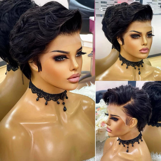 Stunning Pixie Cut Full Frontal Lace Glueless Wig